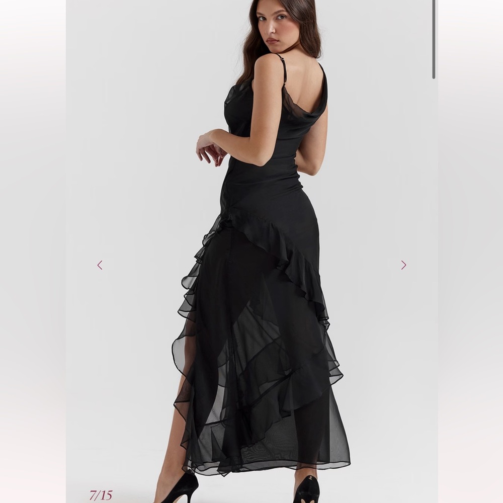 House of cb Elegant Black Ruffle Dress - Picture 3 of 7